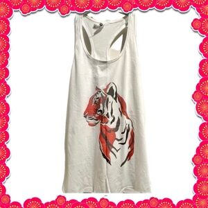 Next level white tank top - white black orange tiger face - size medium BOGO